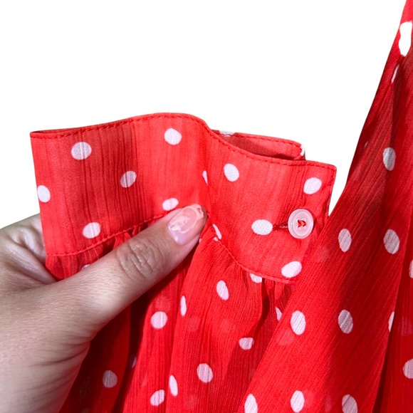 Bongo women size 3X Red and white polka dot cold shoulder long sleeve blouse - Picture 4 of 6